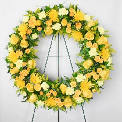 CALL FOR AVAILABILITY All Yellow Funeral Wreath  in Houston, TX